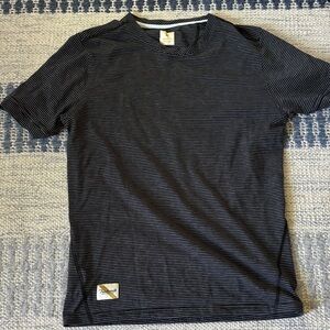 Tracksmith Black and Gray Thin-Stripe Short Sleeve Crewneck